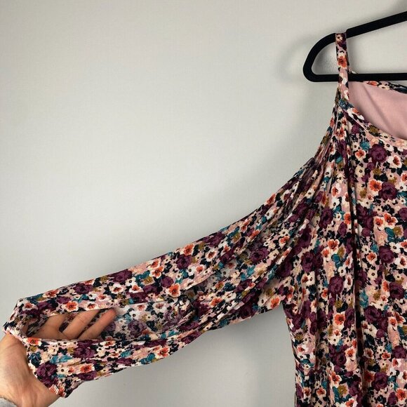 Torrid Mini Gauze Cold Shoulder Skater Dress Size 4X Floral Pockets Long Sleeve - Picture 4 of 13